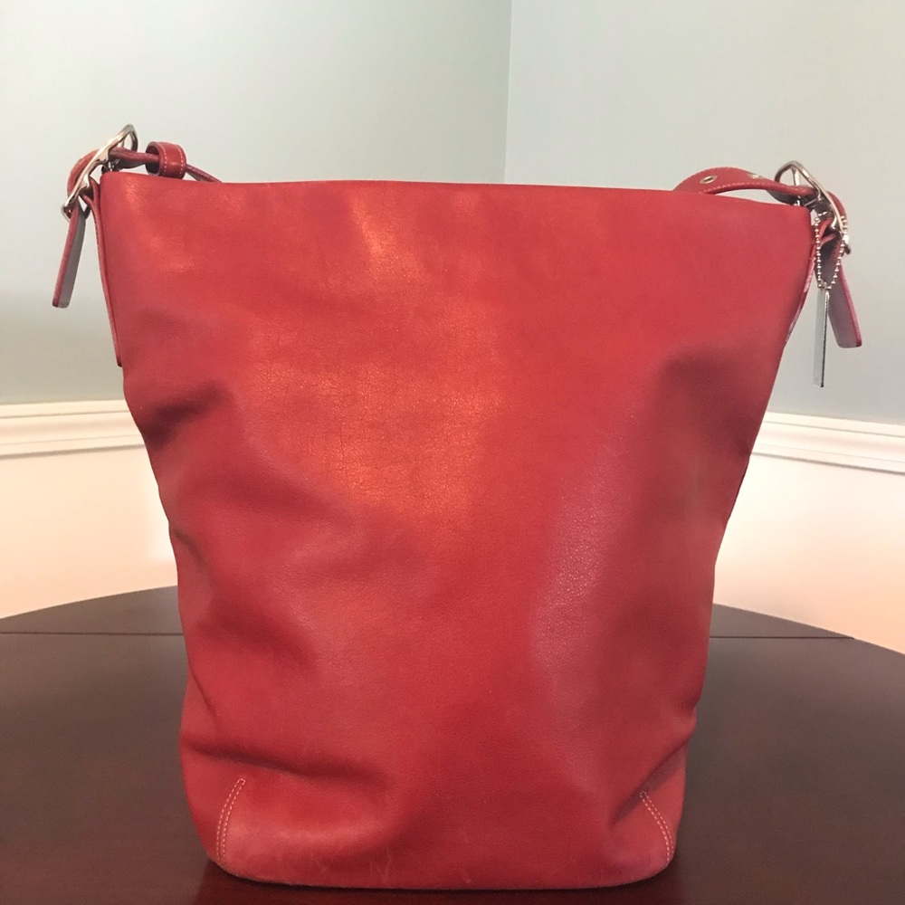 Red Leather Coach Handbag